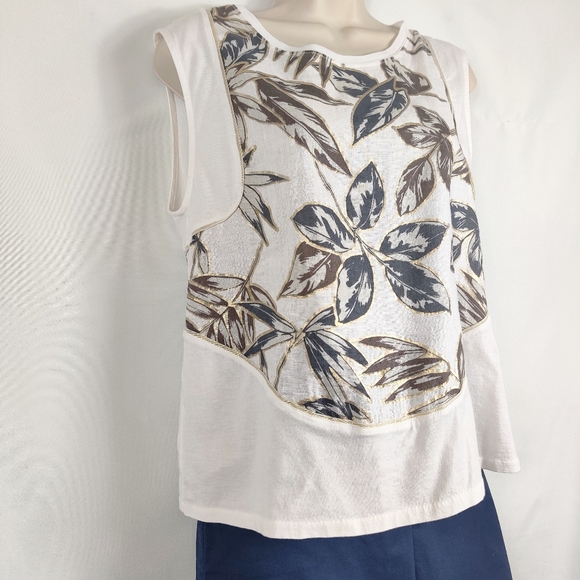 J. Crew Tops - J.Crew sleeveless top gold foil leaf‎ top size M